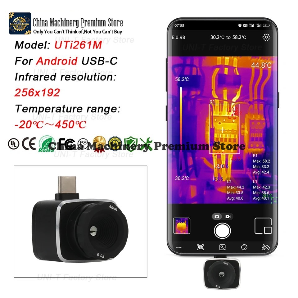 Thermal Imaging Camera 256X192 - UNI-T Kızılötesi Termal Görüntüleme Kamerası UTi120Mobile